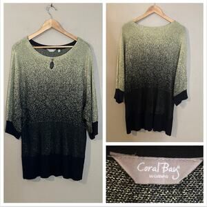 Coral Bay Black and Gold Longline Drop Shoulder Sweater Size 3X (XXXLarge)